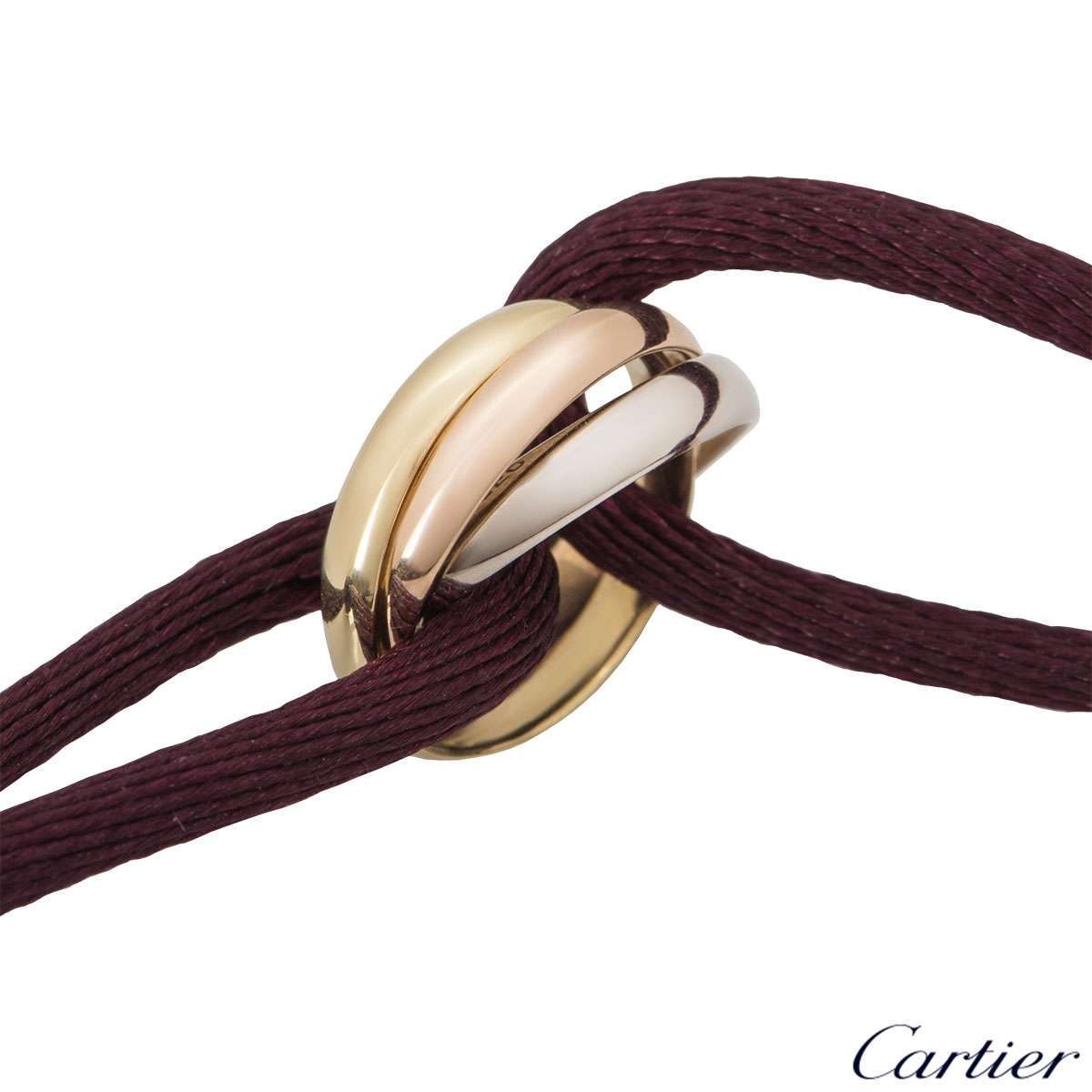 Cartier Trinity on Cord Bracelet Silk Cord with 18k Tricolor Gold and  Diamonds For Sale at 1stDibs | cartier silk cord bracelet, cartier cord  bracelet, cartier bracelet silk